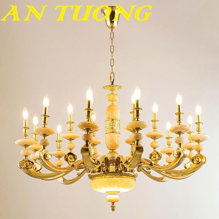 Đèn chùm đồng cổ điển cao cấp treo trần trang trí phòng khách cổ điển 007