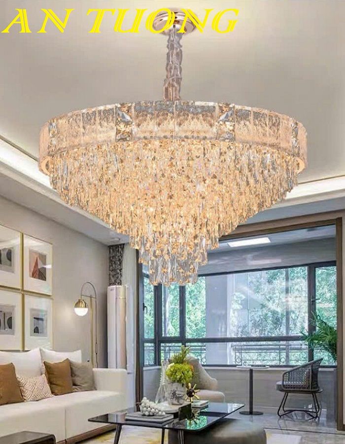 Đèn chùm pha lê phòng khách đẹp sang trọng 024