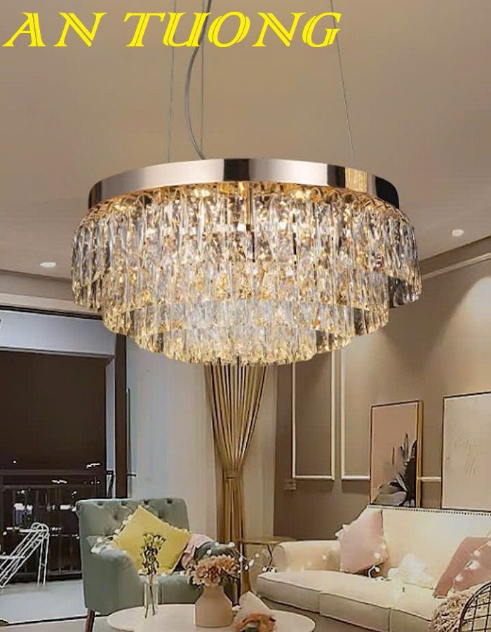 Đèn chùm pha lê phòng khách đẹp sang trọng 027