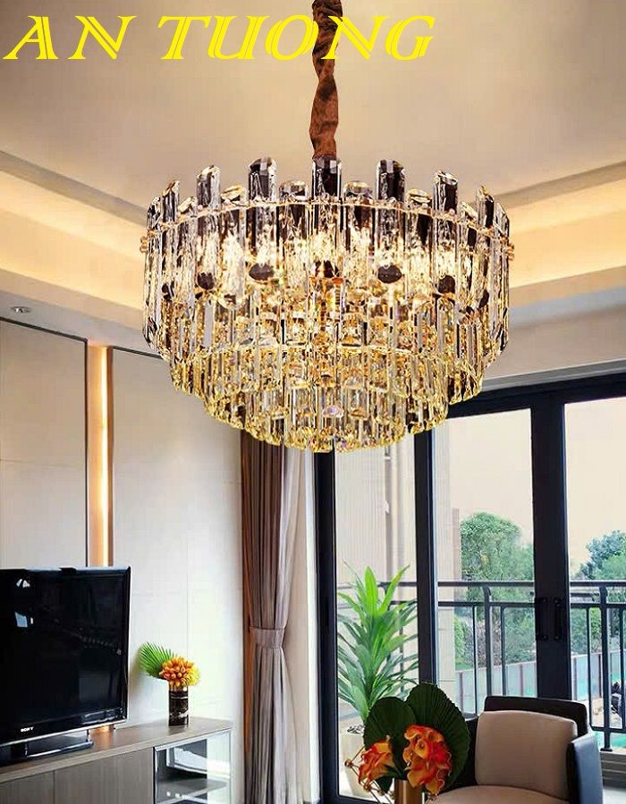 Đèn chùm pha lê phòng khách đẹp sang trọng 030