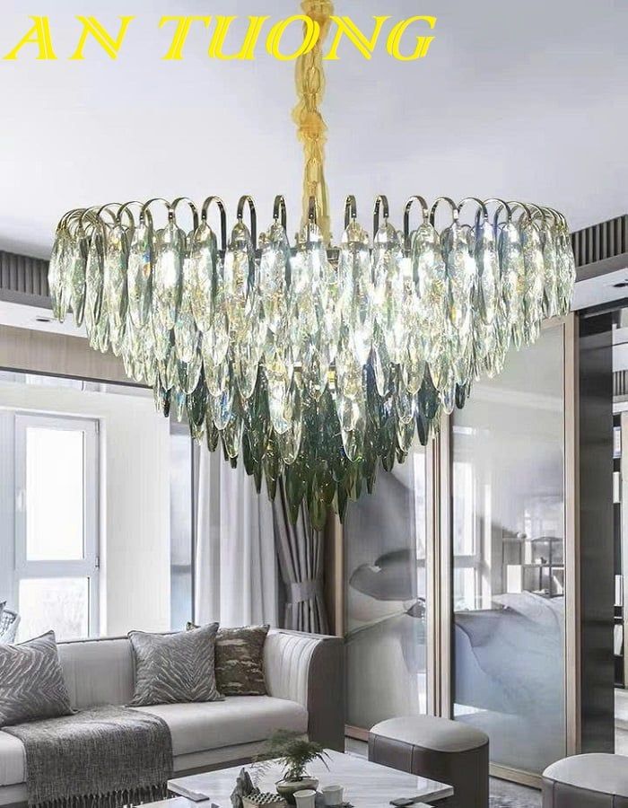 Đèn chùm pha lê phòng khách đẹp sang trọng 048