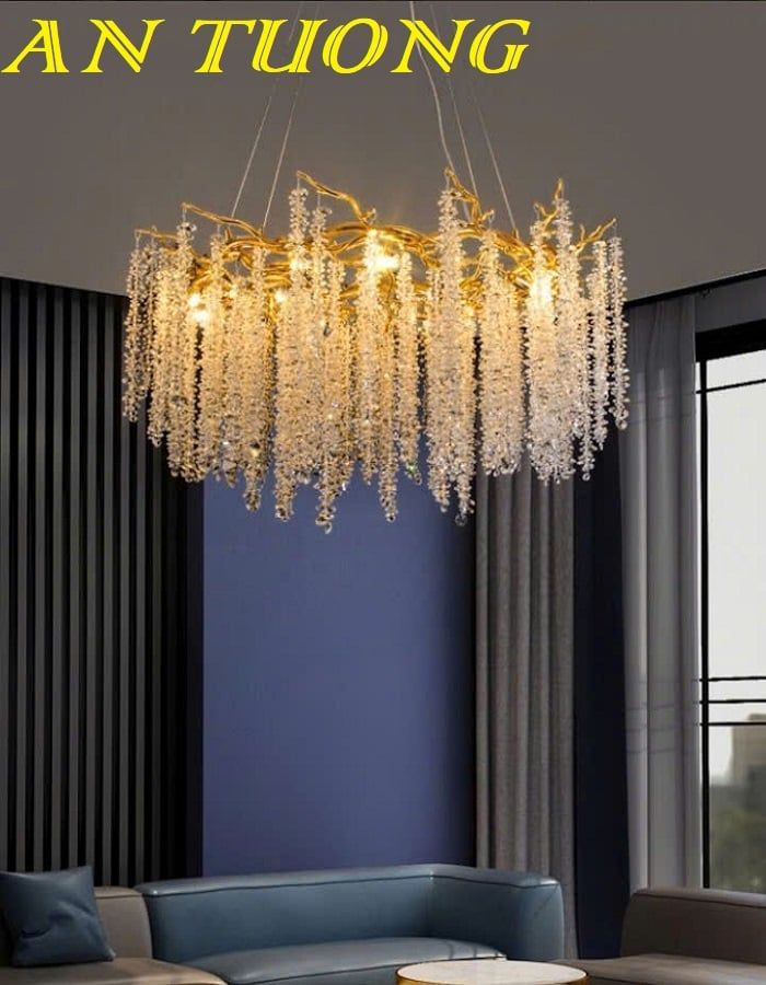 Đèn chùm pha lê phòng khách đẹp sang trọng 078