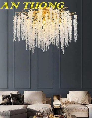 Đèn chùm pha lê phòng khách đẹp sang trọng