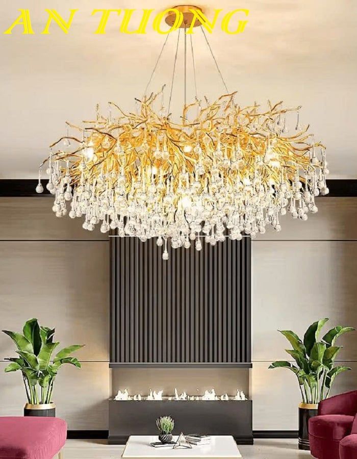 Đèn chùm pha lê phòng khách đẹp sang trọng 086