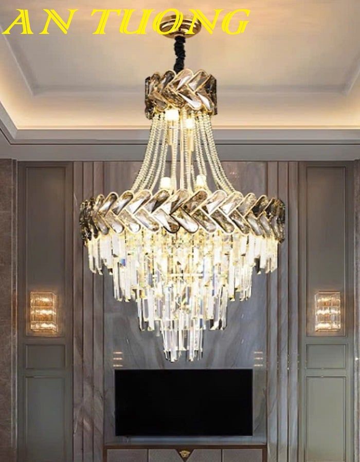 Đèn chùm pha lê phòng khách đẹp sang trọng 087