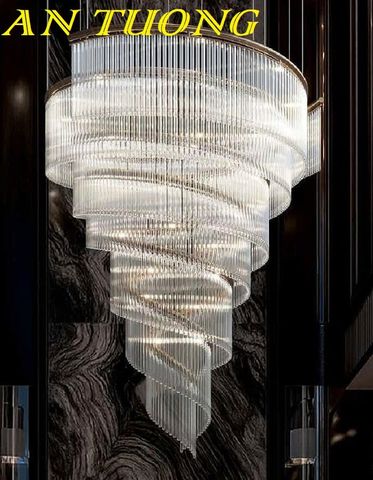  Đèn chùm pha lê thông tầng phòng khách đẹp sang trọng 001 