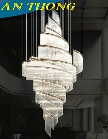  Đèn chùm pha lê thông tầng phòng khách đẹp sang trọng 003 