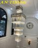 Đèn chùm pha lê thông tầng phòng khách đẹp sang trọng 012
