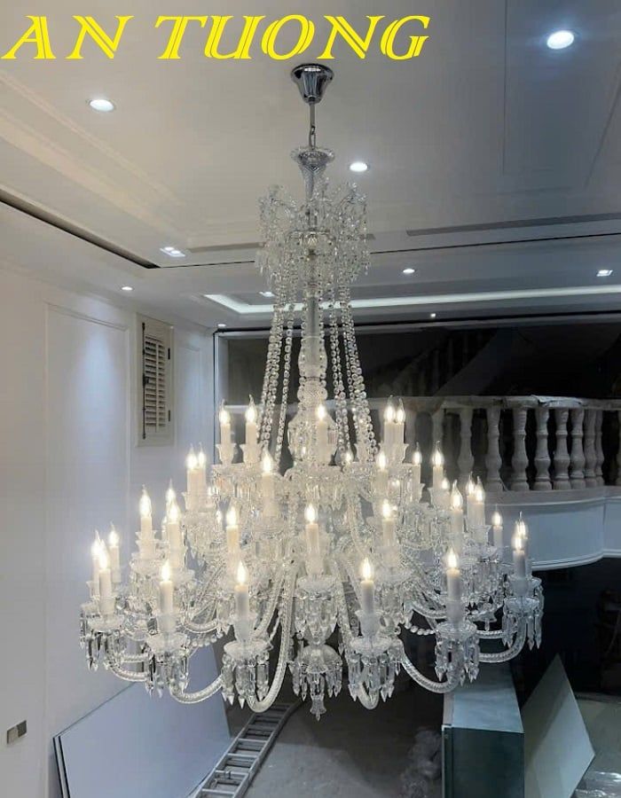 Đèn chùm pha lê tân cổ điển phòng khách đẹp sang trọng 003