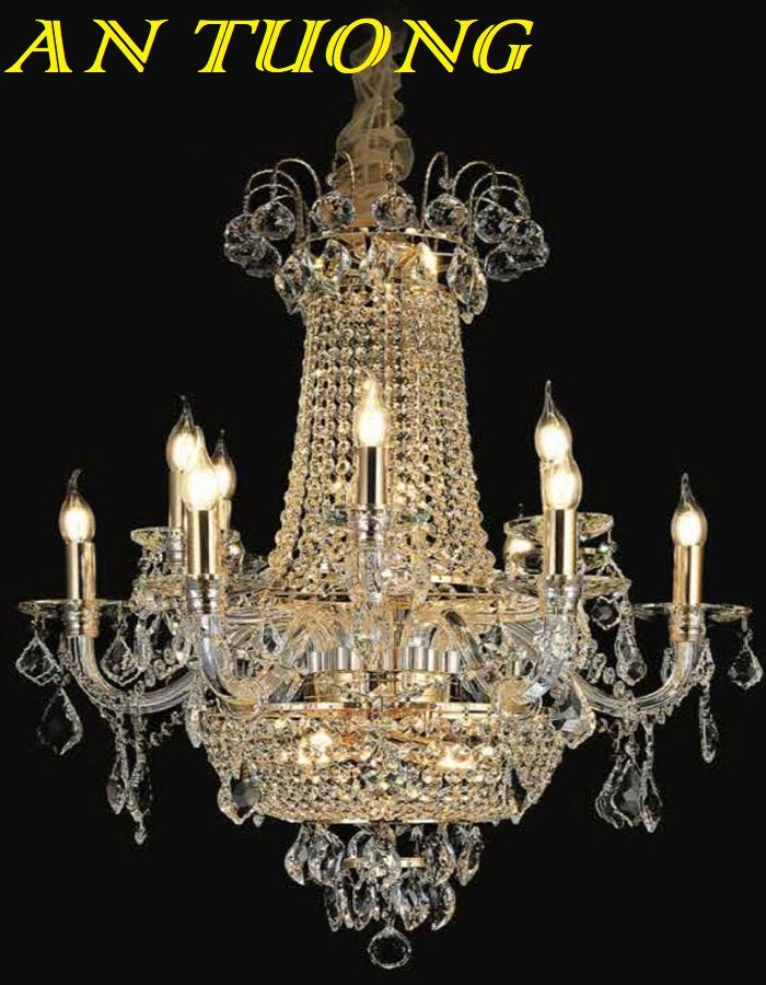 Đèn chùm pha lê tân cổ điển phòng khách đẹp sang trọng 008