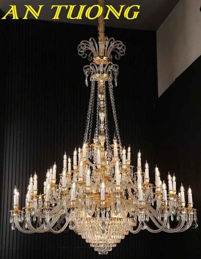Đèn chùm pha lê tân cổ điển phòng khách đẹp sang trọng 009