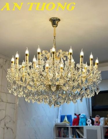 Đèn chùm pha lê tân cổ điển phòng khách đẹp sang trọng