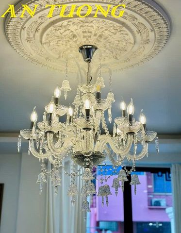 Đèn chùm pha lê tân cổ điển phòng khách đẹp sang trọng