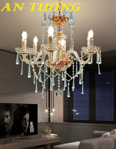 Đèn chùm pha lê tân cổ điển phòng khách đẹp sang trọng