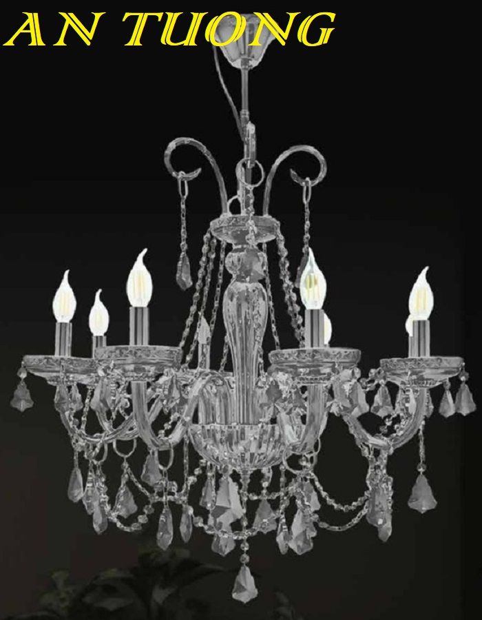 Đèn chùm pha lê tân cổ điển phòng khách đẹp sang trọng 047