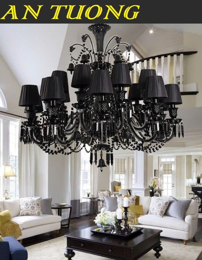 Đèn chùm pha lê tân cổ điển phòng khách đẹp sang trọng 060