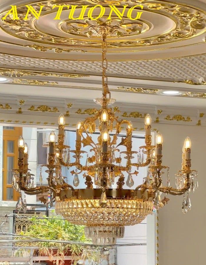 Đèn chùm pha lê tân cổ điển phòng khách đẹp sang trọng 070