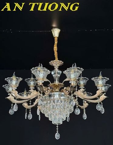 Đèn chùm pha lê tân cổ điển phòng khách đẹp sang trọng