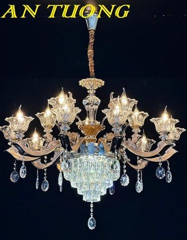 Đèn chùm pha lê tân cổ điển phòng khách đẹp sang trọng