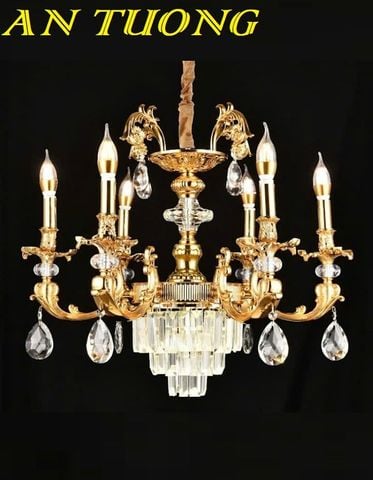 Đèn chùm pha lê tân cổ điển phòng khách đẹp sang trọng
