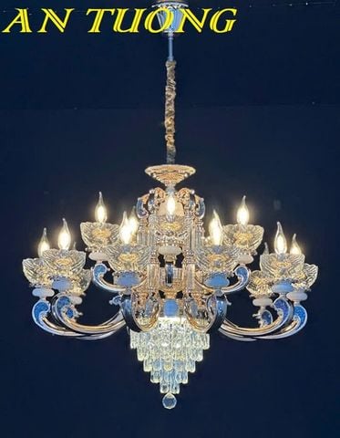 Đèn chùm pha lê tân cổ điển phòng khách đẹp sang trọng