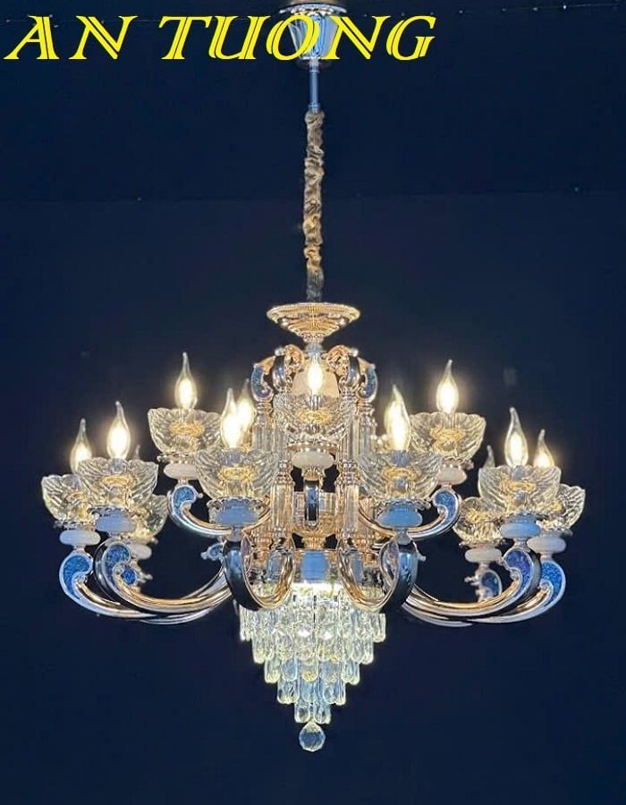 Đèn chùm pha lê tân cổ điển phòng khách đẹp sang trọng 079