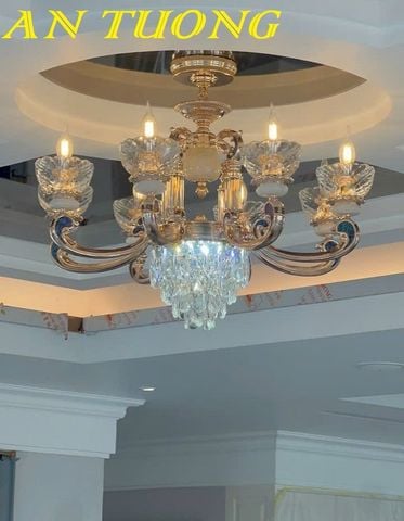 Đèn chùm pha lê tân cổ điển phòng khách đẹp sang trọng