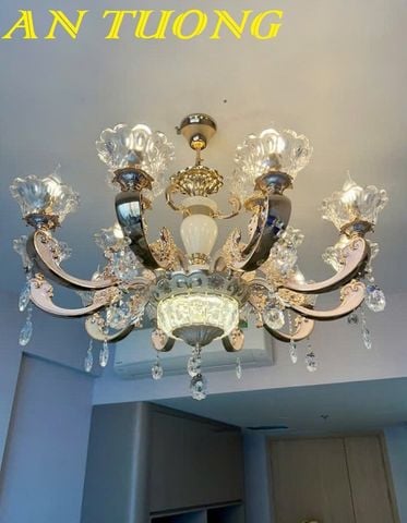 Đèn chùm pha lê tân cổ điển phòng khách đẹp sang trọng