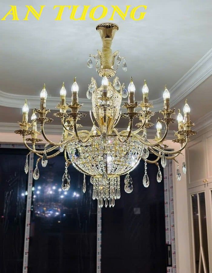 Đèn chùm pha lê tân cổ điển phòng khách đẹp sang trọng 092
