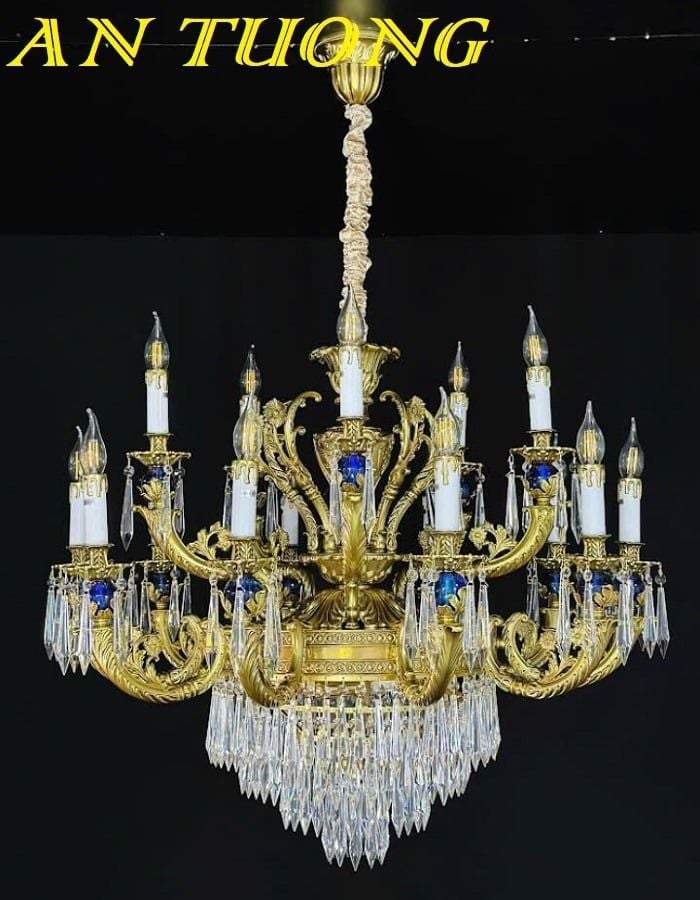 Đèn chùm pha lê tân cổ điển phòng khách đẹp sang trọng 093