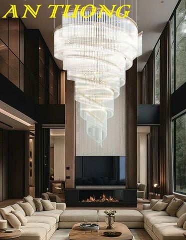  Đèn chùm thông tầng pha lê đẹp hiện đại 001 