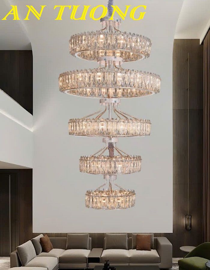 Đèn chùm thông tầng pha lê đẹp hiện đại 010