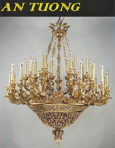  Đèn chùm đồng cổ điển phòng khách đẹp cao cấp 001 