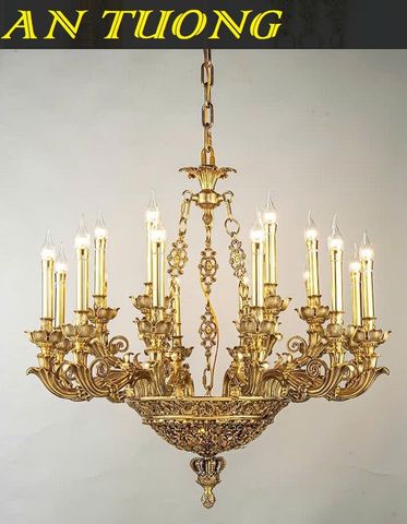  Đèn chùm đồng cổ điển phòng khách đẹp cao cấp 003 