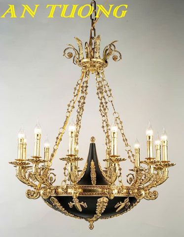 Đèn chùm đồng cổ điển phòng khách đẹp cao cấp 004 