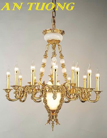  Đèn chùm đồng cổ điển phòng khách đẹp cao cấp 007 