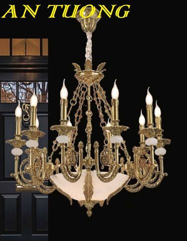  Đèn chùm đồng cổ điển phòng khách đẹp cao cấp 008 