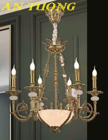  Đèn chùm đồng cổ điển phòng khách đẹp cao cấp 010 