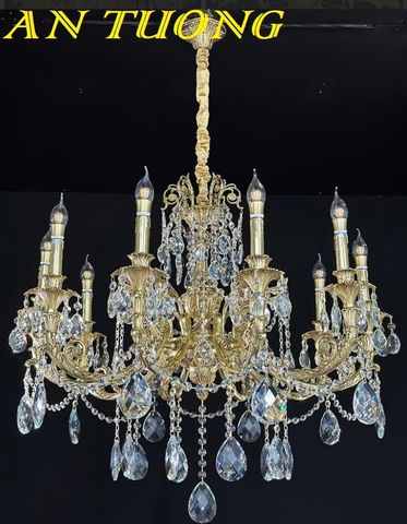  Đèn chùm đồng cổ điển phòng khách đẹp cao cấp 011 