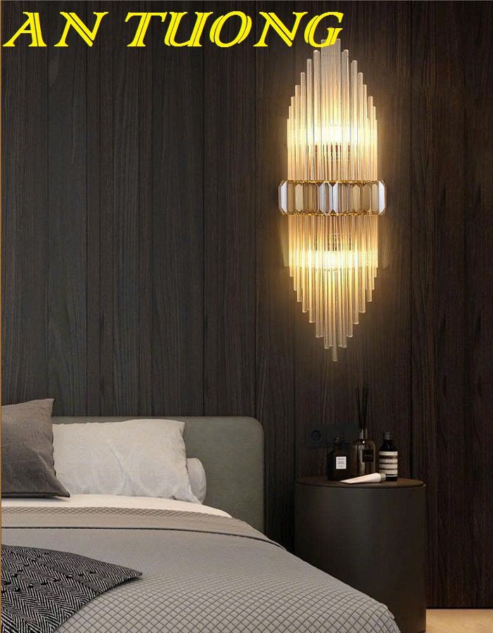 Đèn gắn tường pha lê đẹp trang trí phòng khách hiện đại 002