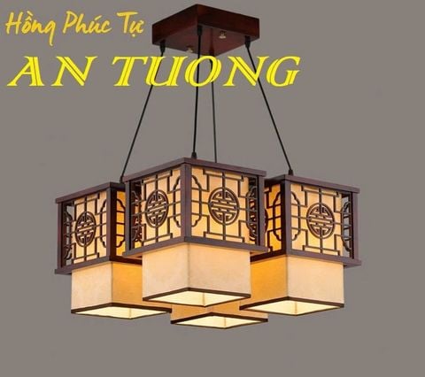  Đèn gỗ thả trần trang trí phòng thờ 006 