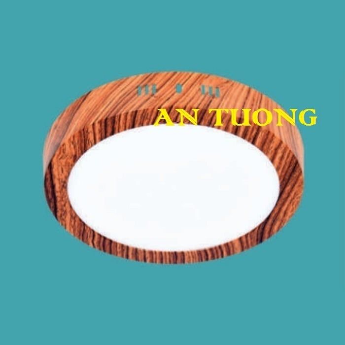Đèn LED ốp trần nổi viền gỗ 12w 3 màu, 3 chế độ ốp trần ban công, mái hiên nhà