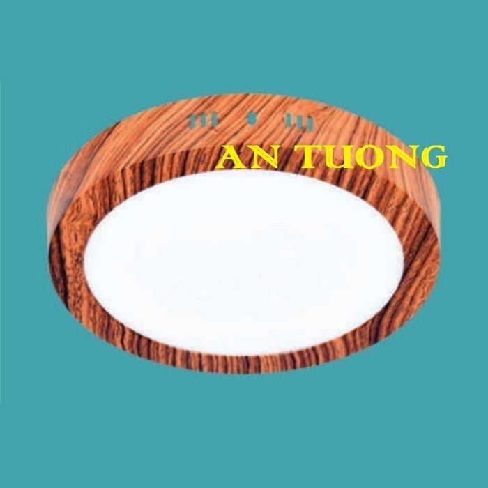 Đèn LED ốp trần nổi viền gỗ 18w 3 màu, 3 chế độ ốp trần ban công, mái hiên nhà