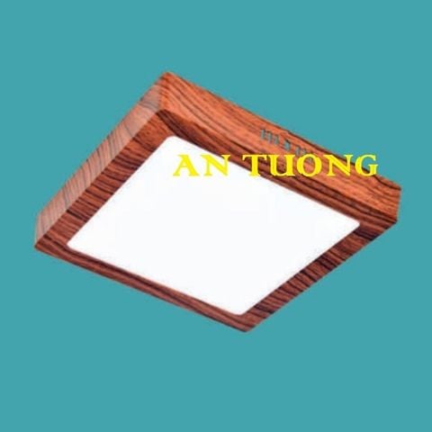  Đèn LED ốp trần nổi viền gỗ vuông 12w 3 màu, 3 chế độ ốp trần ban công, mái hiên nhà 