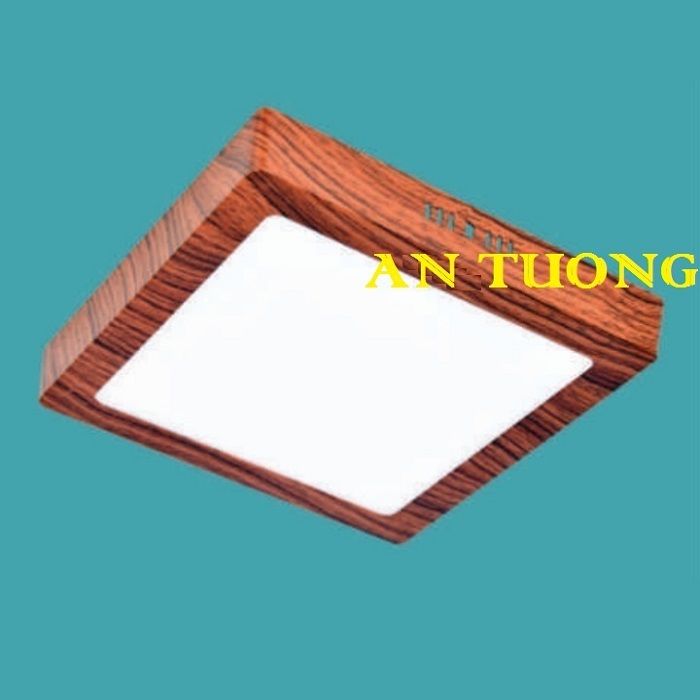 Đèn LED ốp trần nổi viền gỗ vuông 18w 3 màu, 3 chế độ ốp trần ban công, mái hiên nhà