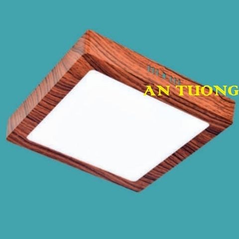  Đèn LED ốp trần nổi viền gỗ vuông 300x300 24w 3 màu, 3 chế độ ốp trần ban công, mái hiên nhà 