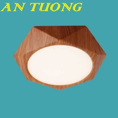  Đèn LED ốp trần ban công 12w hình lục giác viền gỗ 