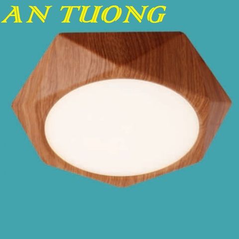  Đèn LED ốp trần ban công 24w hình lục giác viền gỗ 