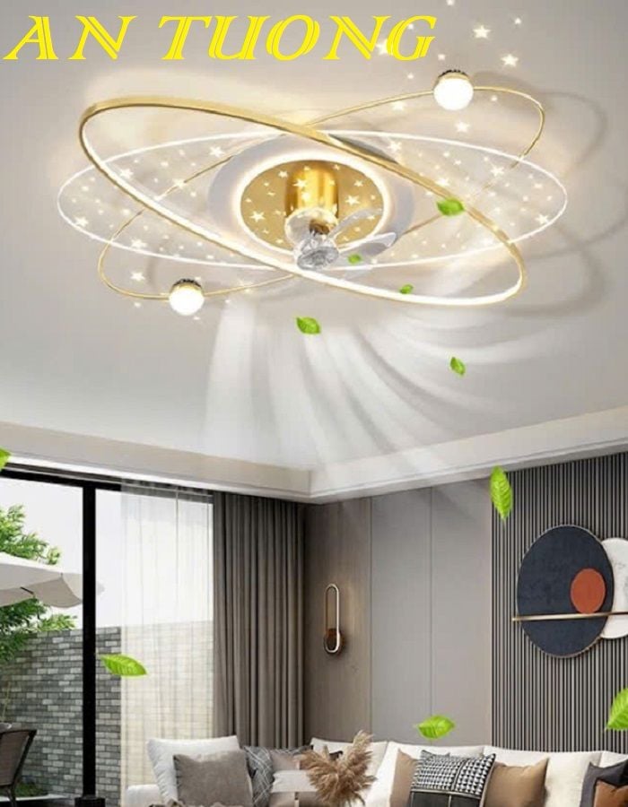 Đèn ốp trần phòng khách đẹp LED hiện đại 005 | Có Quạt