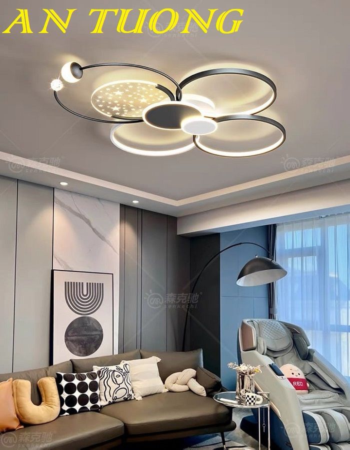 Đèn ốp trần phòng khách đẹp LED hiện đại 007